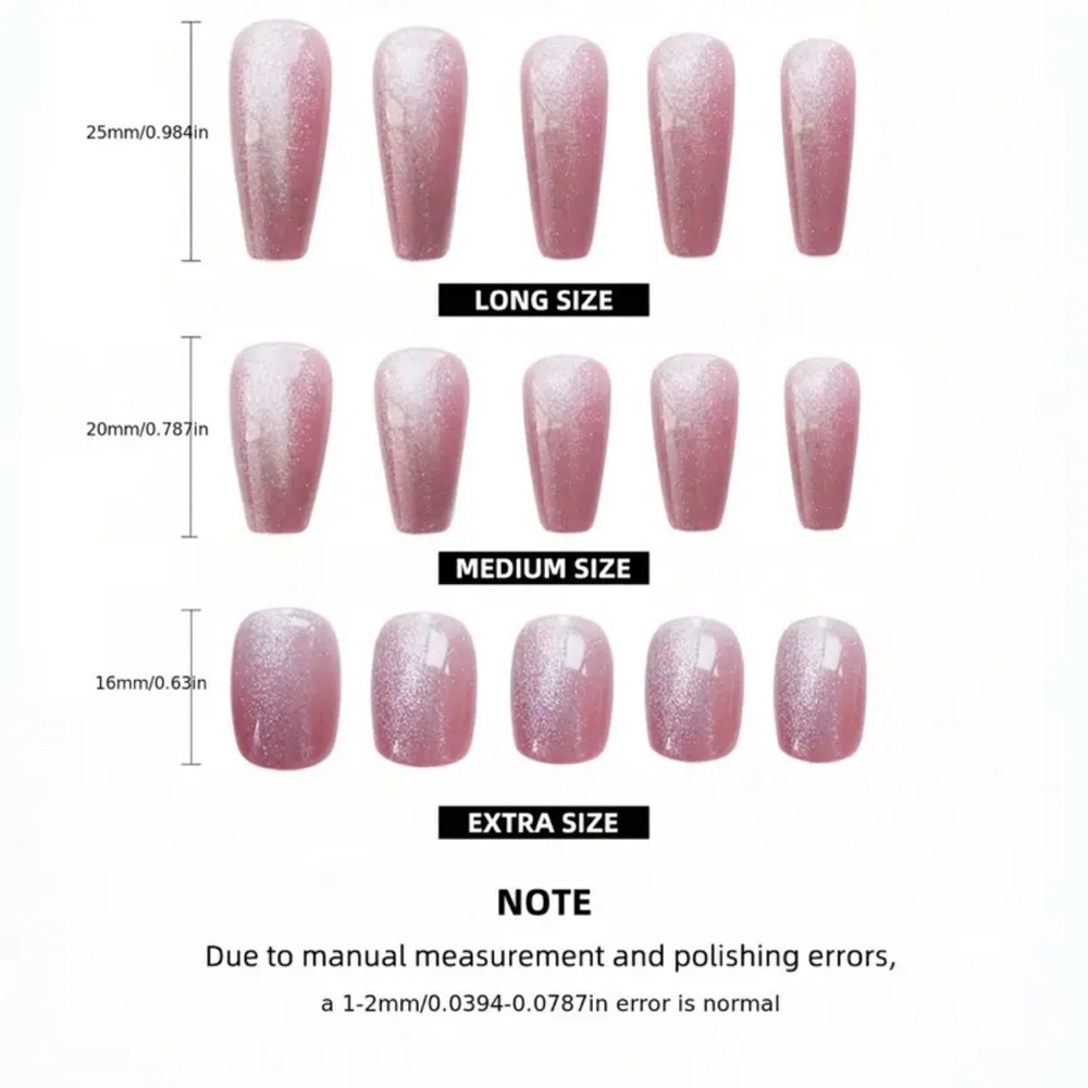 Elegant Pink Cat Eye 3D Butterfly Press On Nails Reusable Medium 10 pc Set NWT - Picture 7 of 9